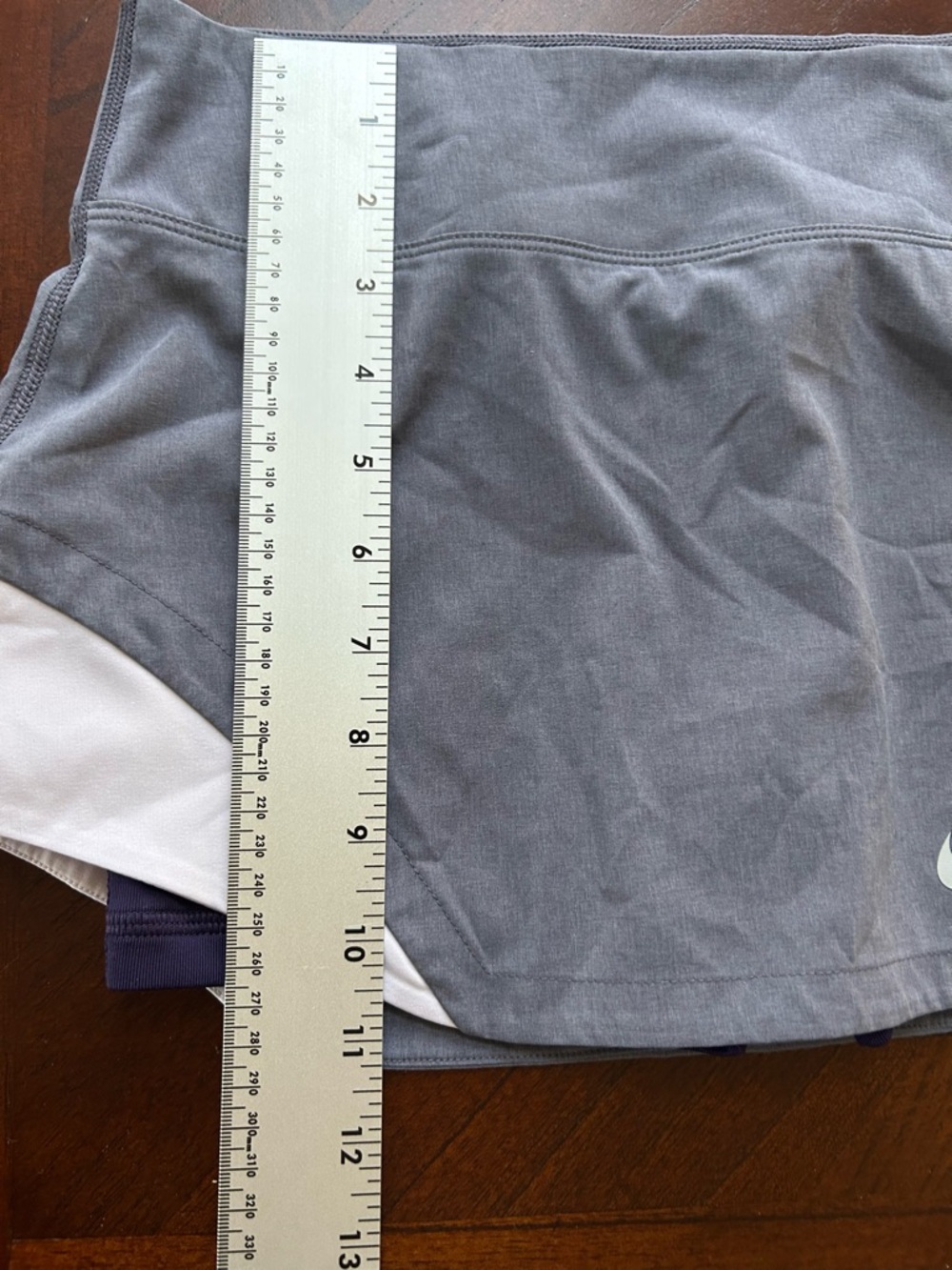 Nike Two-Tone Grey and Navy Layered Athletic Shorts, top set size XS - Picture 3 of 9